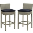 thumbnail image 1 of Modway Conduit Rattan Outdoor Bar Stool in Light Gray and Navy (Set of 2), 1 of 5