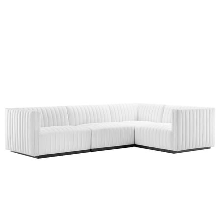Modway Conjure 4-Piece L-Shaped Channel Tufted Fabric Sectional in Black/White