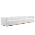 thumbnail image 1 of Modway Conjure 4-Piece Velvet and Stainless Steel Sofa in Gold/White, 1 of 5
