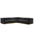 thumbnail image 1 of Conjure Channel Tufted Performance Velvet 5-Piece Sectional, 1 of 5