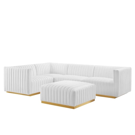 Conjure Channel Tufted Performance Velvet 5-Piece Sectional-EEI-5852-GLD-BLK