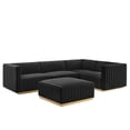 thumbnail image 1 of Modway Conjure 5-Piece Velvet and Stainless Steel Sectional Sofa in Gold/Black, 1 of 6
