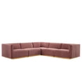 thumbnail image 1 of Modway Conjure 5-Piece Velvet and Stainless Steel Sectional in Gold/Dusty Rose, 1 of 6