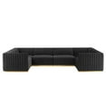 thumbnail image 1 of Modway Conjure 6-Piece U-Shaped Velvet & Stainless Steel Sectional - Gold/Black, 1 of 5