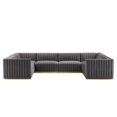 thumbnail image 1 of Conjure Channel Tufted Performance Velvet 6-Piece U-Shaped Sectional-EEI-5851-GLD-BLK, 1 of 5