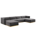 thumbnail image 1 of Conjure Channel Tufted Performance Velvet 6-Piece Sectional-EEI-5846-GLD-BLK, 1 of 5