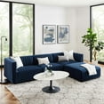 thumbnail image 1 of Modway Conjure Channel Tufted Performance Velvet 4-Piece Sectional in Black Midnight Blue, 1 of 10
