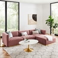 thumbnail image 1 of Modway Conjure Channel Tufted Performance Velvet 4-Piece Sectional in Gold Dusty Rose, 1 of 10