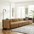 thumbnail image 1 of Modway Conjure Channel Tufted Performance Velvet 4-Piece Sofa in Black Cognac, 1 of 10