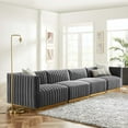 thumbnail image 1 of Modway Conjure Channel Tufted Performance Velvet 4-Piece Sofa in Gold Gray, 1 of 10