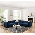 thumbnail image 1 of Modway Conjure Channel Tufted Performance Velvet 5-Piece Sectional in Black Midnight Blue, 1 of 10