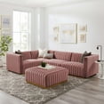 thumbnail image 1 of Modway Conjure Channel Tufted Velvet Sectional Sofa with Modular Connectors, Gold Dusty Rose, 1 of 10