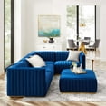 thumbnail image 1 of Modway Conjure Channel Tufted Performance Velvet 5-Piece Sectional in Gold Navy, 1 of 10