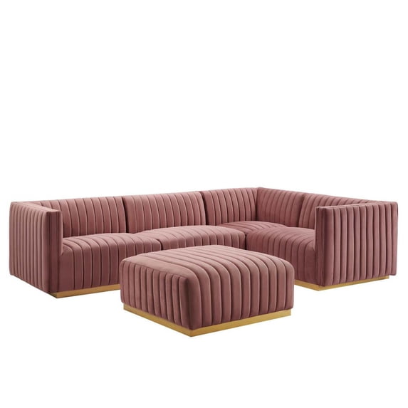 Conjure Channel Tufted Performance Velvet 5-Piece Sectional-EEI-5853-GLD-BLK