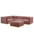thumbnail image 1 of Modway Conjure 5-Piece Velvet Stainless Steel Sectional Sofa - Gold/Dusty Rose, 1 of 5