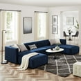 thumbnail image 1 of Modway Conjure Channel Tufted Performance Velvet 6-Piece Sectional in Black Midnight Blue, 1 of 10