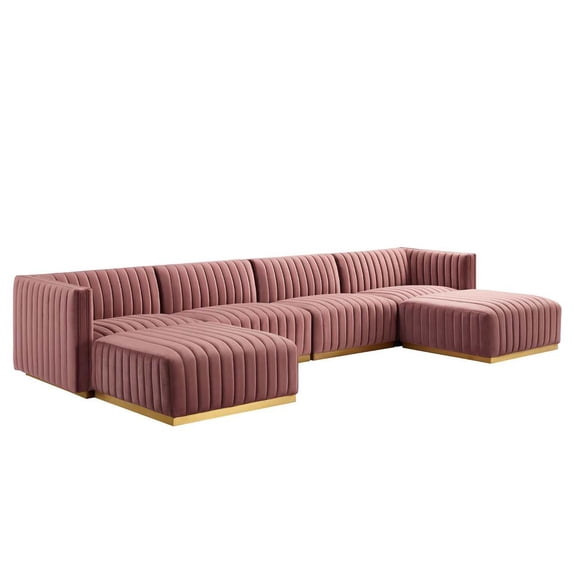 Modway Conjure Channel Tufted Performance Velvet 6-Piece Sectional, Multiple Colors