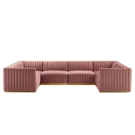 Conjure Channel Tufted Performance Velvet 6-Piece U-Shaped Sectional-EEI-5851-GLD-BLK