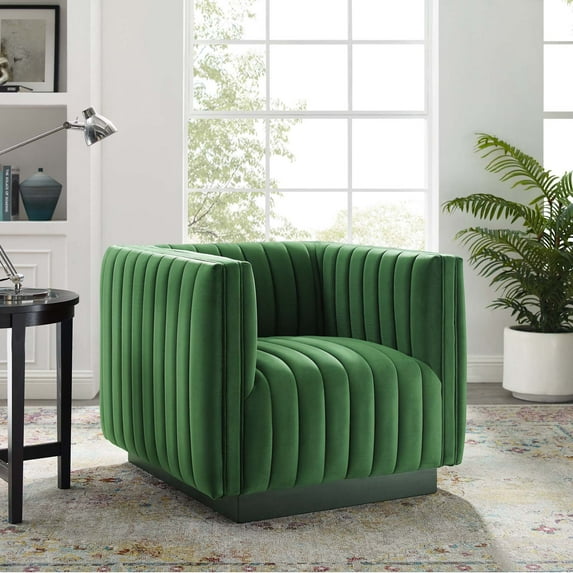 Conjure Channel Tufted Performance Velvet Accent Armchair