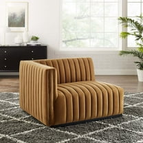Modway Conjure Channel Tufted Performance Velvet Left-Arm Chair in Black Cognac