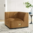 thumbnail image 1 of Modway Conjure Channel Tufted Performance Velvet Left Corner Chair in Black Cognac, 1 of 6