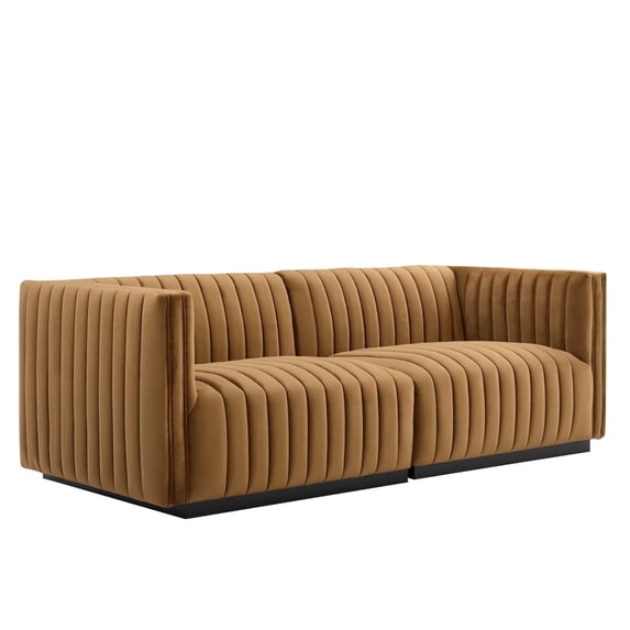 Conjure Channel Tufted Performance Velvet Loveseat-EEI-5764-BLK-COG