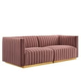thumbnail image 1 of Modway Conjure Channel Tufted Performance Velvet Loveseat in Gold/Dusty Rose, 1 of 5