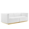 thumbnail image 1 of Modway Conjure Channel Tufted Performance Velvet Loveseat in Gold/White, 1 of 5