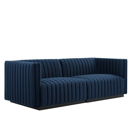 Conjure Channel Tufted Performance Velvet Loveseat-EEI-5764-BLK-COG