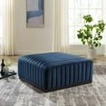 thumbnail image 1 of Modway Conjure Channel Tufted Performance Velvet Ottoman in Black Midnight Blue, 1 of 5