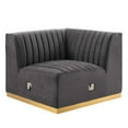 thumbnail image 1 of Modway Conjure Channel Tufted Performance Velvet Right Corner Chair in Gold/Gray, 1 of 5