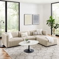 thumbnail image 1 of Modway Conjure Channel Tufted Upholstered Fabric 4-Piece Sectional Sofa in Black Beige, 1 of 10