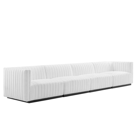 Modway Conjure Channel Tufted Upholstered Fabric 4-Piece Sofa, Multiple Colors