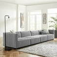thumbnail image 1 of Modway Conjure Channel Tufted Upholstered Fabric 4-Piece Sofa in Black Light Gray, 1 of 10