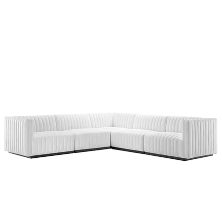 Modway Conjure Channel Tufted Upholstered Fabric 5-Piece L-Shaped Sectional, Multiple Colors