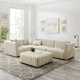 thumbnail image 1 of Modway Conjure Channel Tufted Upholstered Fabric 5-Piece Sectional in Black Beige, 1 of 10
