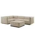 thumbnail image 1 of Conjure Channel Tufted Upholstered Fabric 5-Piece Sectional-EEI-5796-BLK-BEI, 1 of 5