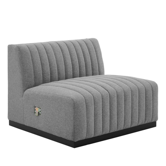 Modway Conjure Channel Tufted Upholstered Fabric Armless Chair, Gray