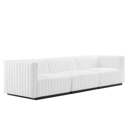 Modway Conjure Channel Tufted Upholstered Fabric Sofa in Black/White