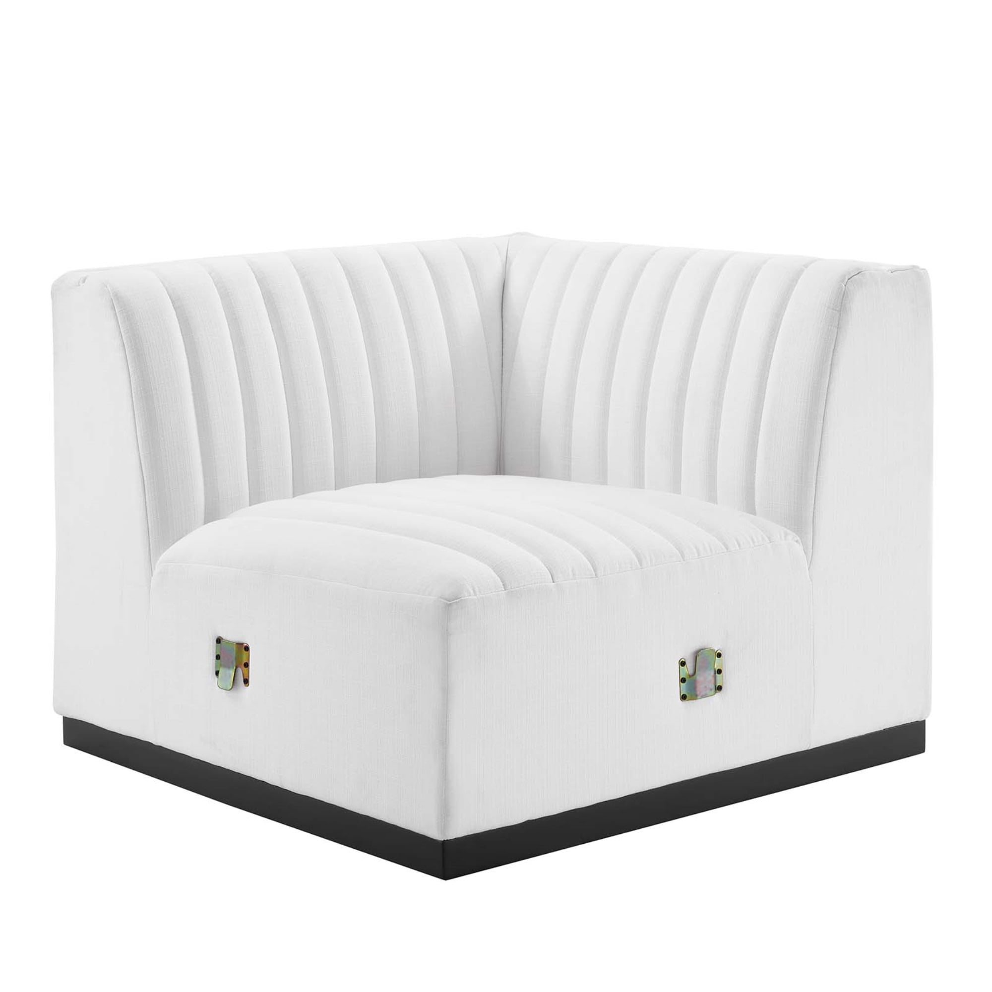 Modway Conjure Channel Tufted Fabric Upholstered Sectional Sofa Right-Arm Chair in Black White main image 0