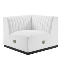 Modway Conjure Modern Channel Tufted Fabric Right Corner Chair in White