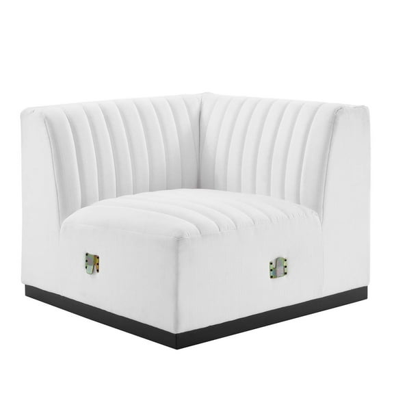 Modway Conjure Modern Channel Tufted Fabric Right Corner Chair in White