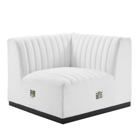 Modway Conjure Modern Channel Tufted Fabric Right Corner Chair in White