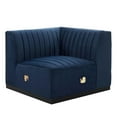 thumbnail image 1 of Modway Conjure Modern Channel Tufted Velvet Right Corner Chair in Midnight Blue, 1 of 4
