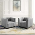 thumbnail image 1 of Modway Conjure Tufted Armchair Upholstered Fabric Set of 2 in Light Gray, 1 of 8