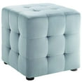 thumbnail image 1 of Modway Contour Tufted Cube Performance Velvet Ottoman in Light Blue, 1 of 5
