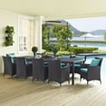 thumbnail image 1 of Modway Convene 11-Piece Aluminum Rattan Patio Dining Set in Espresso/Turquoise, 1 of 7