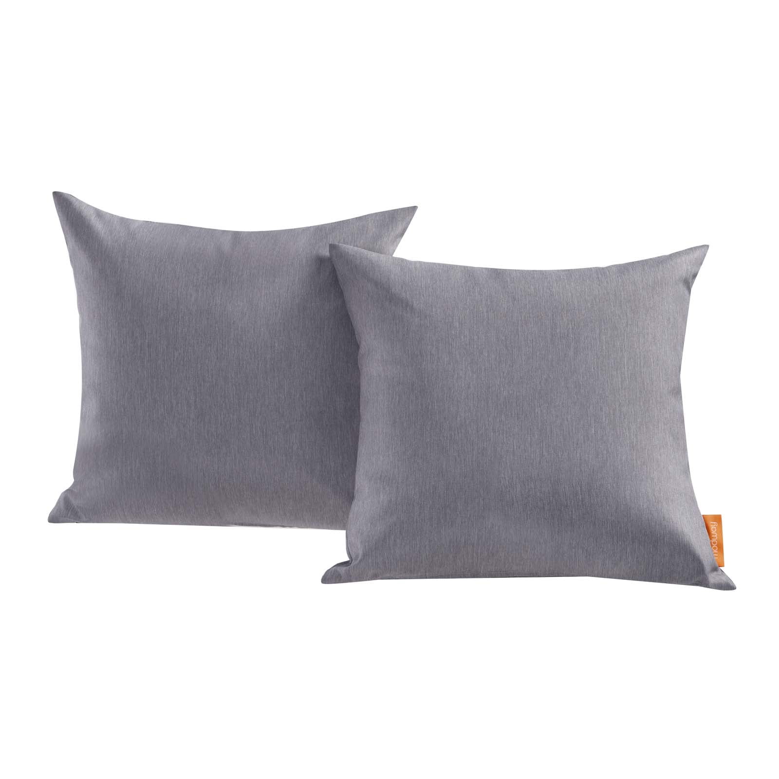 Gray All-Weather Fabric Square Outdoor Pillow Set