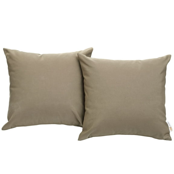 Modway Convene 2 Piece Outdoor Patio Pillow Set in Mocha
