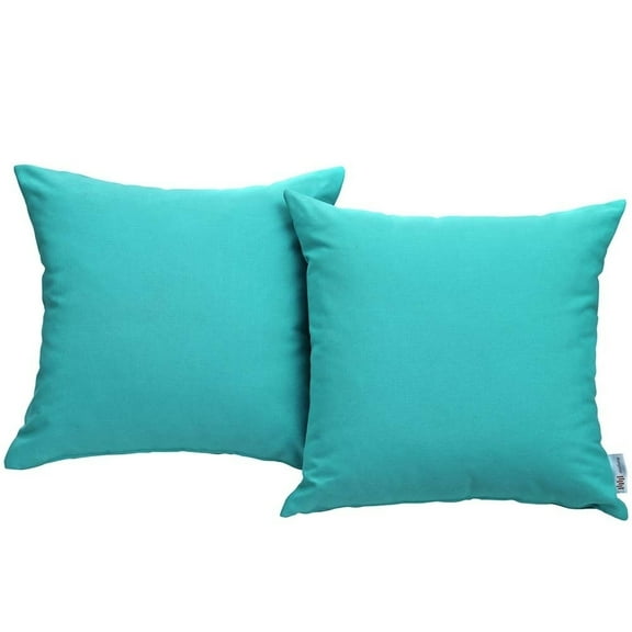 Modway Convene 2-Piece Modern Fabric Outdoor Patio Pillow Set in Turquoise